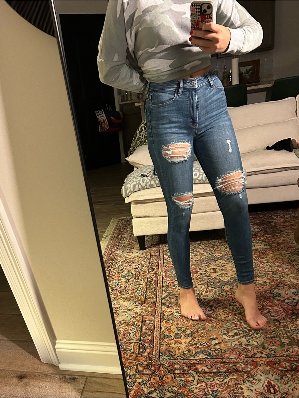American Eagle Outfitters super super stretch Distressed Skinny Jeans - Blue